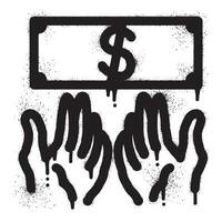 i soldi graffiti nel mano con nero spray dipingere vettore
