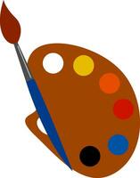 cartone animato immagine di un' tavolozza Tenere multiplo vernici e un' spazzola vettore o colore illustrazione