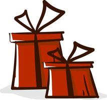 clipart di Due di colore rosso rettangolare regalo scatole vettore o colore illustrazione