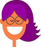 un' ridendo magro ragazza con color porpora lilla acconciatura vettore o colore illustrazione
