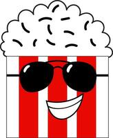 emoji di un' ridendo Popcorn carta Borsa vettore o colore illustrazione