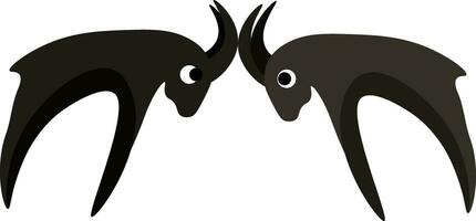 clipart di Due nero capre combattente con corna impostato isolato su bianca sfondo vettore o colore illustrazione