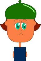 cartone animato ragazzo indossare un' verde cappello arretrato vettore o colore illustrazione