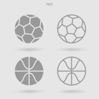 set di icona della palla sportiva. segno e simbolo di calcio calcio e basket. semplice icona piatta per sito web o app mobile. vettore. vettore