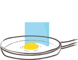 ritratto di un' cottura a vapore caldo soleggiato lato su uovo su un' casseruola vettore o colore illustrazione