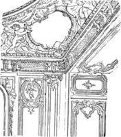 salone nel il palazzo di Versailles parete decorazione Vintage ▾ incisione. vettore