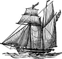 goletta nave, Vintage ▾ illustrazione. vettore