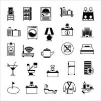Hotel icona impostare. pieno nero icona stile collezione. contenente icone. vettore