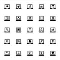 App il computer portatile icona impostare. pieno nero icona stile collezione. contenente icone. vettore