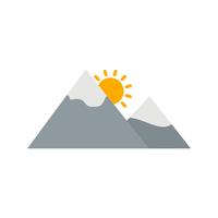 Montagna con icona del sole vettoriale