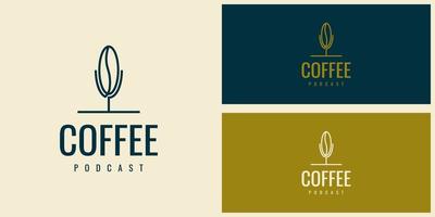 disegno del modello dell'illustrazione del logo del podcast del caffè