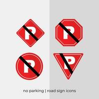 diverso no parcheggio strada cartello vettore collezione nel rosso icone