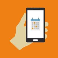 calendario su smartphone sullo sfondo vettore