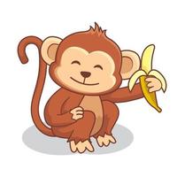 cartone animato scimmia che mangia banana illustrazione vettore