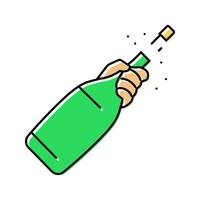 mano Champagne bottiglia sughero colore icona vettore illustrazione