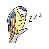 assonnato gufo dormire notte colore icona vettore illustrazione