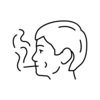 ragazzo fumo sigaretta linea icona vettore illustrazione