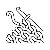 uncinetto maglieria lana linea icona vettore illustrazione