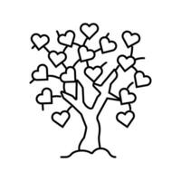 amore albero linea icona vettore illustrazione