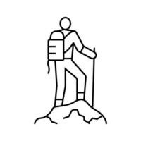 alpinista su il superiore avventura linea icona vettore illustrazione
