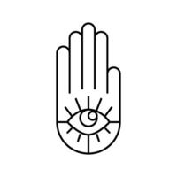 hamsa mano ebraico linea icona vettore illustrazione