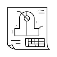 tecnico disegni architettonico redattore linea icona vettore illustrazione