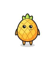 simpatico personaggio di ananas con espressione sospettosa vettore