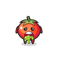 il simpatico personaggio di pomodoro con vomito vettore