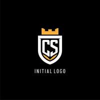 iniziale cs logo con scudo, esport gioco logo monogramma stile vettore