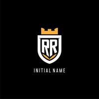 iniziale rr logo con scudo, esport gioco logo monogramma stile vettore