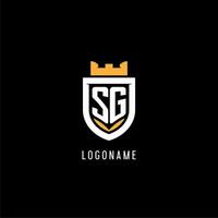 iniziale sg logo con scudo, esport gioco logo monogramma stile vettore