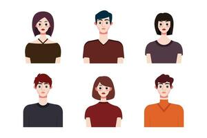 impostato collezione di persone avatar design. personaggi per sociale media e rete, sito web, App disegno, sviluppo, utente profilo, e utente profilo icone. vettore illustrazione.