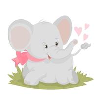 simpatico elefante con cuori per san valentino vettore