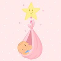 un neonato che galleggia in una stella vettore