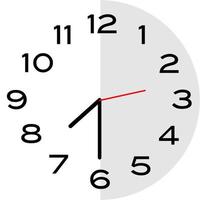 icona dell'orologio analogico delle 7 e mezza vettore