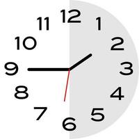 icona dell'orologio analogico da un quarto alle 2 vettore