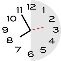 Icona dell'orologio analogico da 5 minuti a 8 in punto vettore