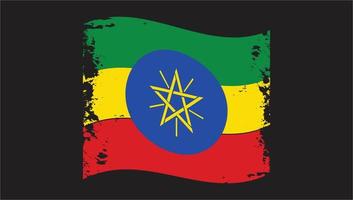 Etiopia bandiera ondulata grunge png vettore