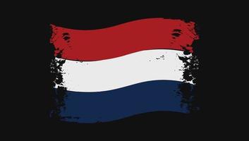 bandiera dei Paesi Bassi pennello dipinto ad acquerello trasparente vettore