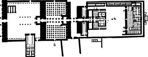 tempio di Karnak, complesso, Vintage ▾ incisione. vettore