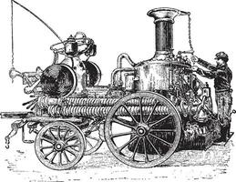 vapore pompa su carrozza Vintage ▾ incisione vettore