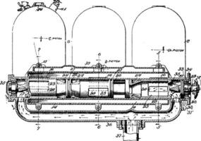 interno combustione motore, Vintage ▾ illustrazione. vettore