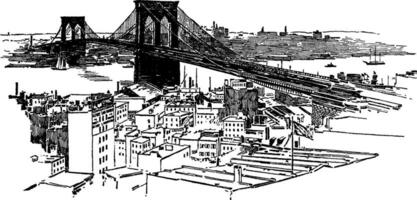 il brooklyn ponte, Vintage ▾ illustrazione. vettore