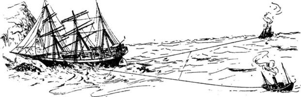 incagliato nave, Vintage ▾ illustrazione. vettore