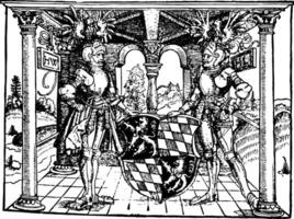 il riforma di il Landrecht Baviera era un' Stampa quello era creato nel 1518 Vintage ▾ incisione. vettore