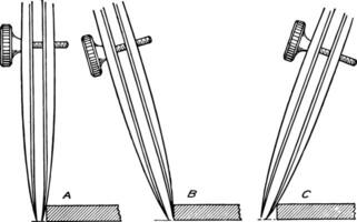 posizionamento penna montato in giro il dritto bordo Vintage ▾ incisione. vettore