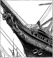polena di nave, Vintage ▾ illustrazione. vettore