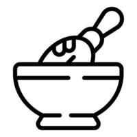 miscelazione culinario ciotola icona schema vettore. cucinando ceramica utensili vettore