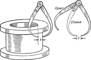 trasferimento calibro, Usato rimuovere il strumento a partire dal il pezzo, Vintage ▾ incisione. vettore