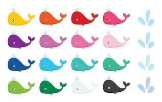 carino cartone animato bambino balena impostare, colorato oceano animale clipart vettore